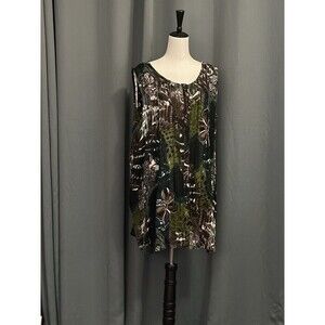 ROMAN'S BLOUSE ladies size 26W Blue And Green  floral sleeveless crinkle